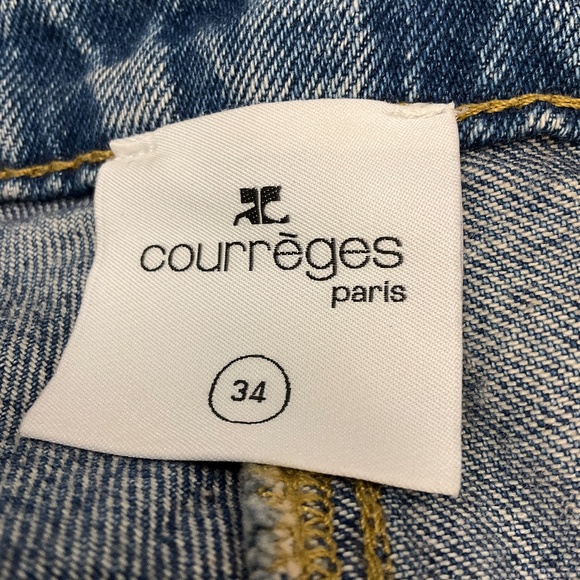 COURREGES LIGHT BLUE WASH FLARED DENIM JEANS - Picture 4 of 6